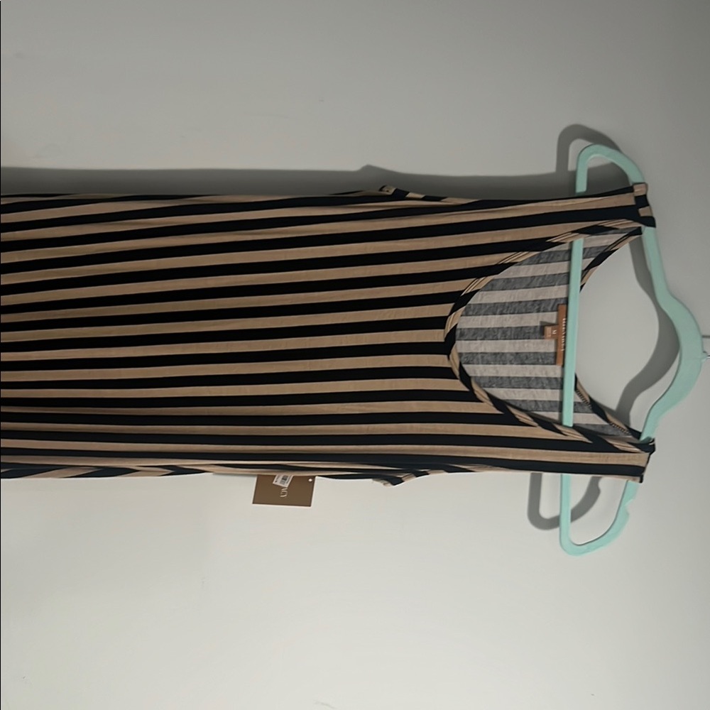 Ellen Tracy Black and Tan Striped Dress